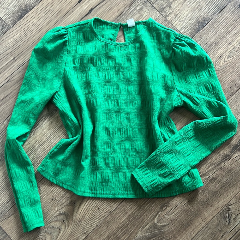 Girl’s Textured Green Blouse Sz 11-12 Years